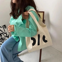 Canvas Tote Bags For Women Large Ladies Eco Cotton Linen Cloth Handbag Letters Print Shopper Bags Reusable Shopping Beach Bags