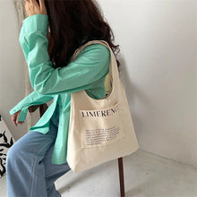 Canvas Tote Bags For Women Large Ladies Eco Cotton Linen Cloth Handbag Letters Print Shopper Bags Reusable Shopping Beach Bags