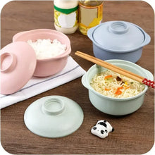 Kitchen Household Tableware Solid Color Lunch Tray Dishes Soup Bowl Lid Dinnerware Pure Natural Wheat Straw Bowls Tools