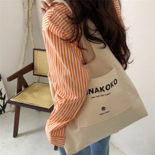 Canvas Tote Bags For Women Large Ladies Eco Cotton Linen Cloth Handbag Letters Print Shopper Bags Reusable Shopping Beach Bags