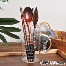 3 Pieces Portable Household Kitchen Cutlery Set Tableware Natural Wooden Tableware Set Spoon Fork Chopsticks Household Supplies