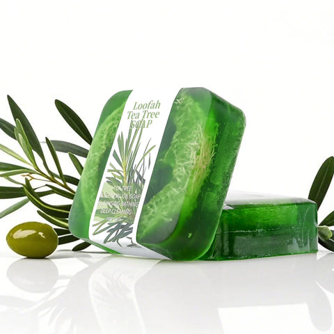 S+100g Tea Tree Natural Soap Bar Bath Whitening Exfoliating Skin Whitening Handmade Loofah Soap