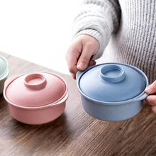 Kitchen Household Tableware Solid Color Lunch Tray Dishes Soup Bowl Lid Dinnerware Pure Natural Wheat Straw Bowls Tools